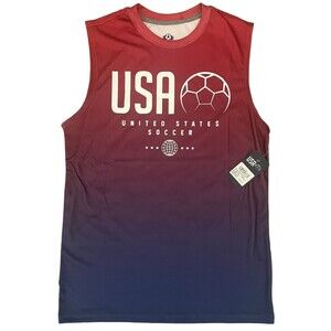 United States Soccer No Sleeve Shirt Tank Top Red/Blue Men’s Size Small NWT